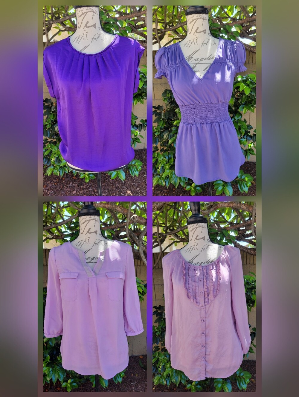 4/$15 Purple Lover Business‎ Casual Office Blouses Chiffon Bundle Size Small